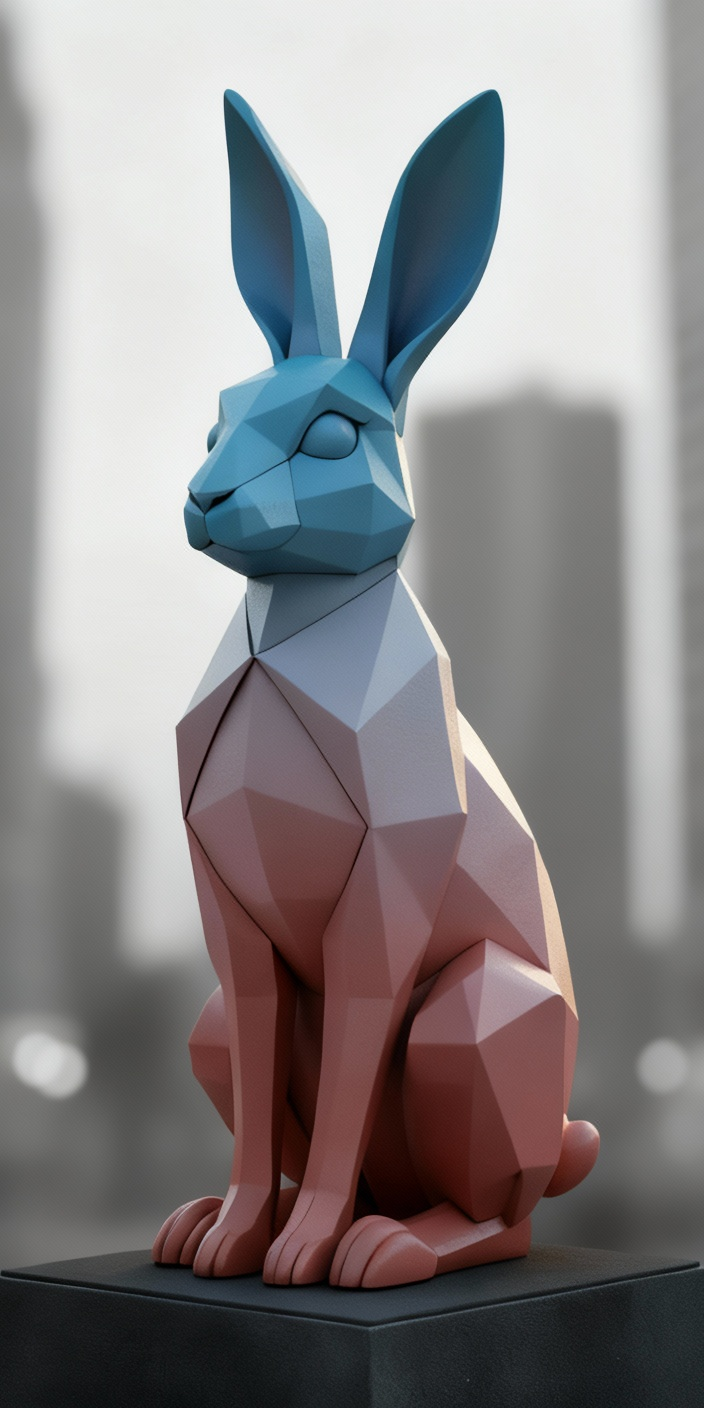 Полигональная скульптура «Заяц»