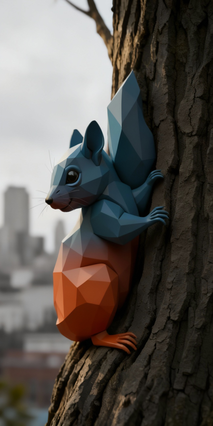 Полигональная скульптура «Белка»