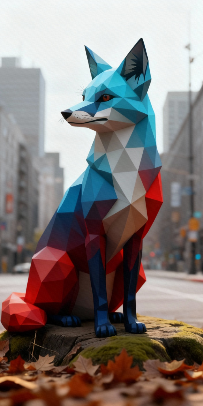 Полигональная скульптура «Лиса»